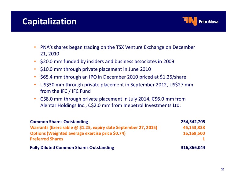 OPERATIONAL UPDATE – Petronova Inc. – slide 20