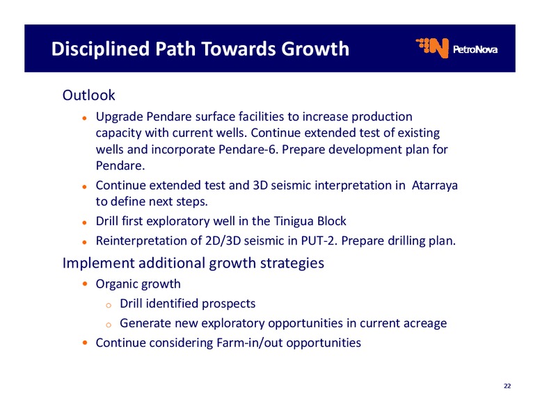 OPERATIONAL UPDATE – Petronova Inc. – slide 22