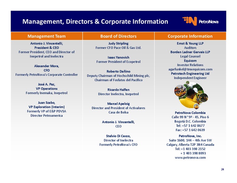 OPERATIONAL UPDATE – Petronova Inc. – slide 24