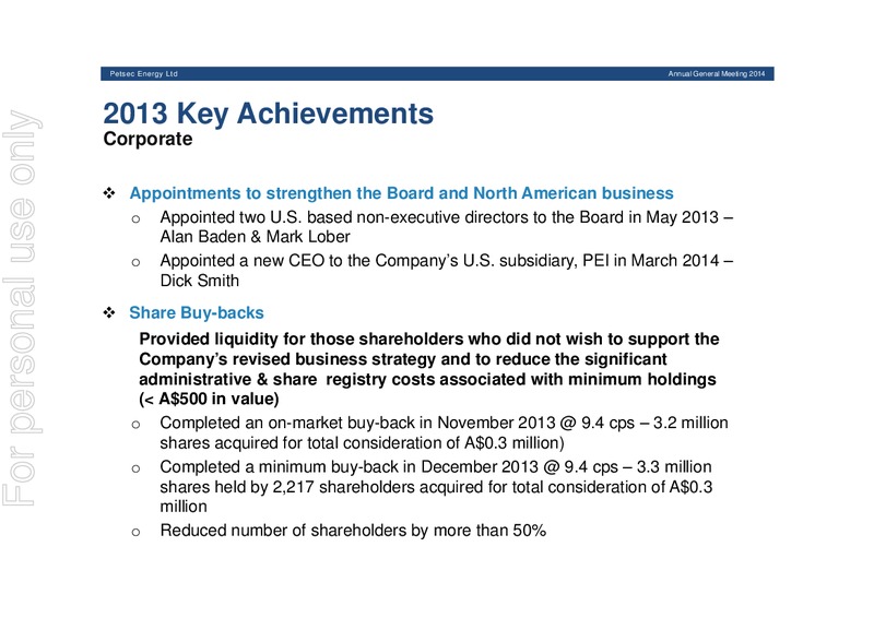 2014 AGM Presentation – Petsec Energy Ltd. – slide 31