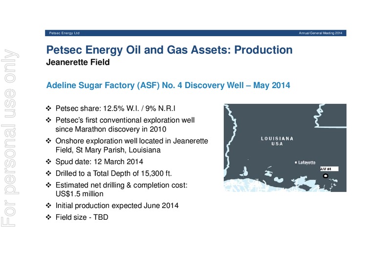 AGM Presentation – Petsec Energy Ltd. – slide 14