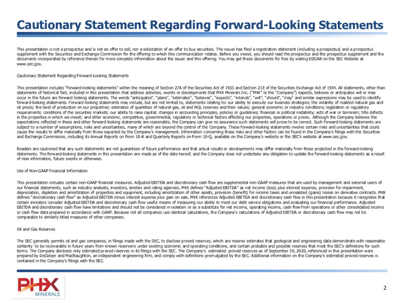 August 2021 Investor Presentation – PHX Minerals Inc. – slide 2