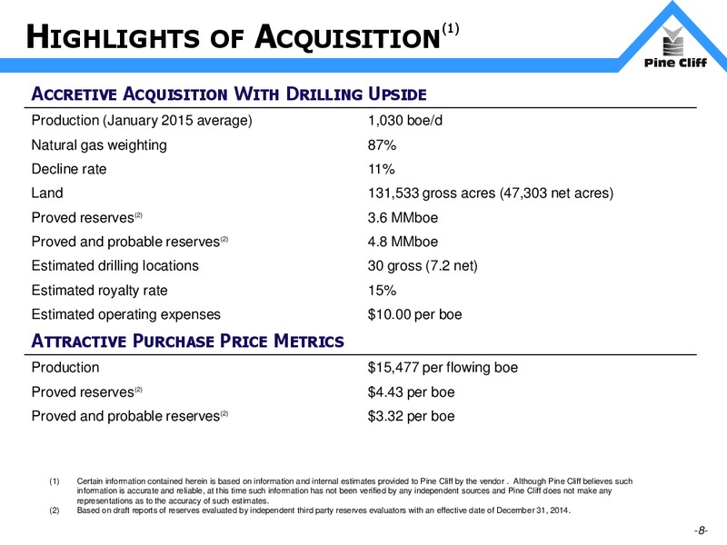 APRIL 2015 INVESTOR UPDATE – Pine Cliff Energy Ltd. – slide 8