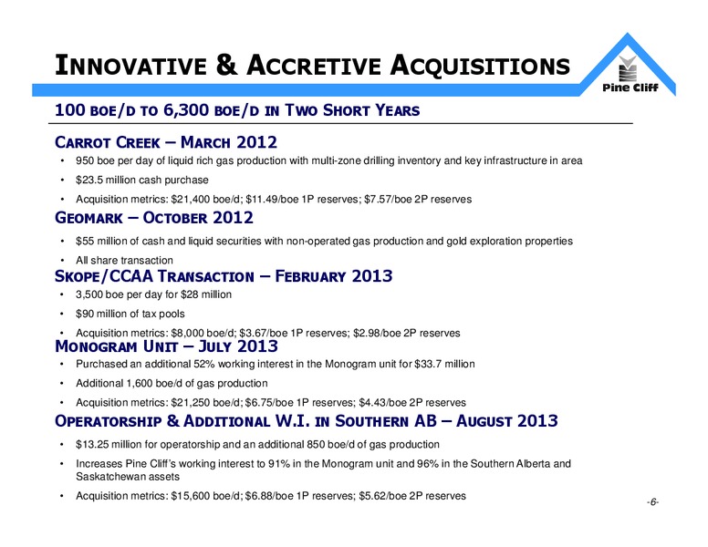 INVESTOR UPDATE – Pine Cliff Energy Ltd. – slide 6