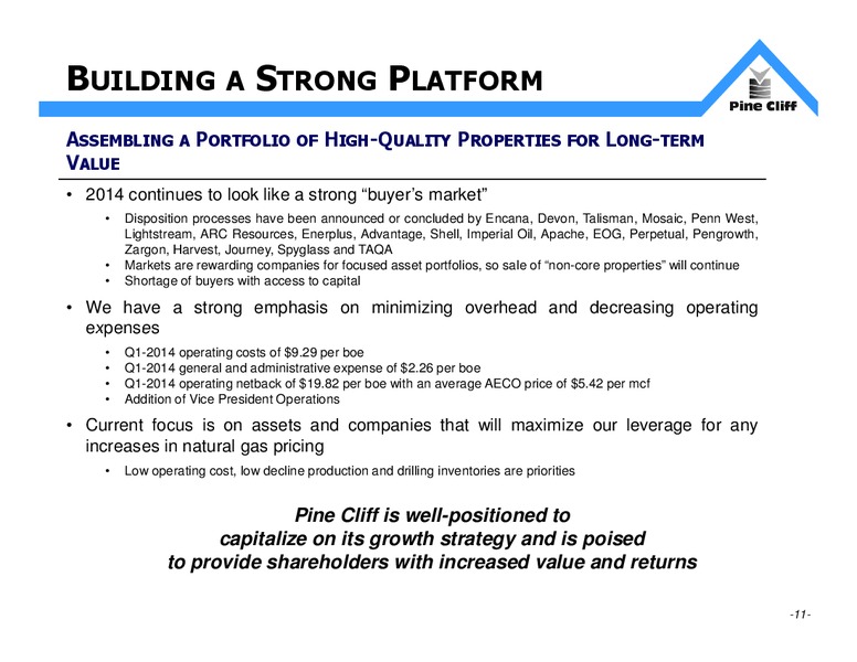 Investor Update – Pine Cliff Energy Ltd. – slide 11
