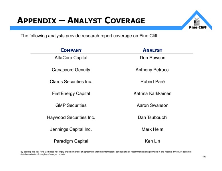 Investor Update – Pine Cliff Energy Ltd. – slide 18