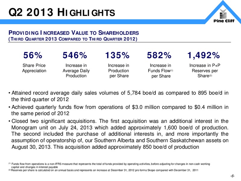 DECEMBER 2013 INVESTOR PRESENTATION – Pine Cliff Energy Ltd. – slide 6