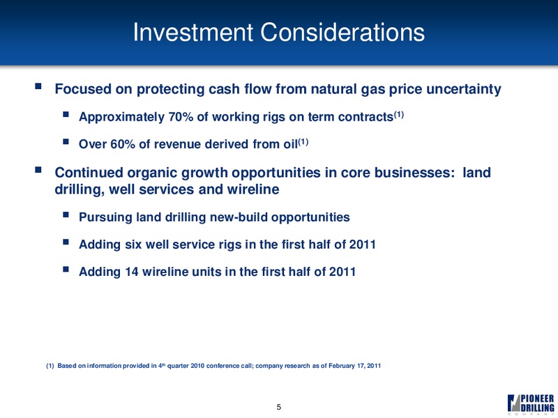 HOWARD WEIL 39TH ANNUAL ENERGY CONFERENCE – Pioneer Energy Services Corp. – slide 4