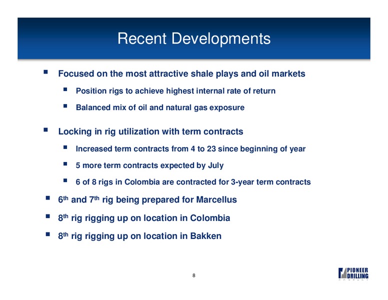 UBS GLOBAL OIL AND GAS CONFERENCE – Pioneer Energy Services Corp. – slide 7