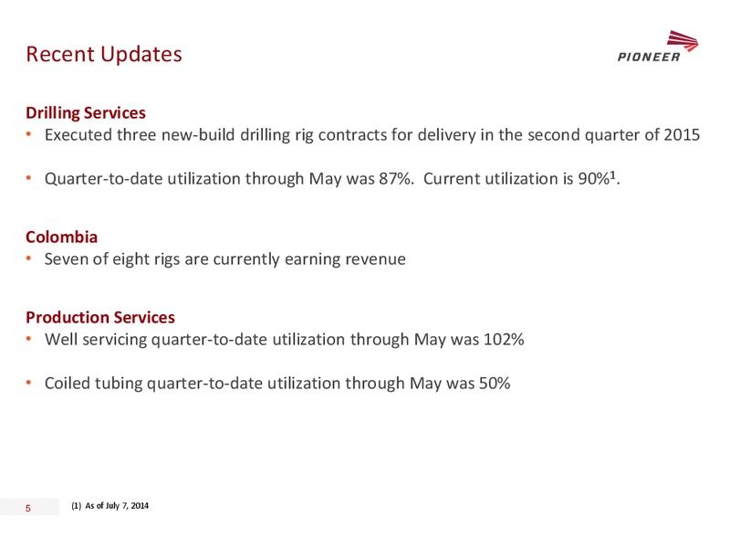 GOLDMAN SACHS NON DEAL ROADSHOW – Pioneer Energy Services Corp. – slide 4