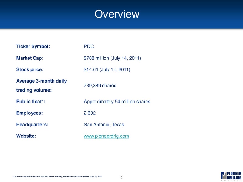 GLOBAL HUNTER SECURITIES CONFERENCE – Pioneer Energy Services Corp. – slide 2