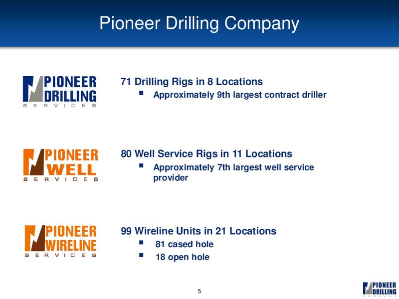 GLOBAL HUNTER SECURITIES CONFERENCE – Pioneer Energy Services Corp. – slide 4