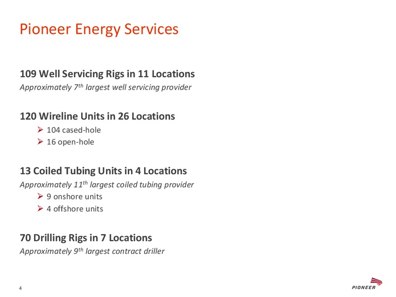 BARCLAYS CEO ENERGY POWER CONFERENCE – Pioneer Energy Services Corp. – slide 3