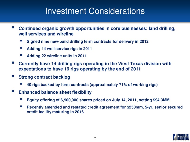 BREAN MURRAY CARRETT & CO APPALACHIAN E&P CONFERENCE – Pioneer Energy Services Corp. – slide 6