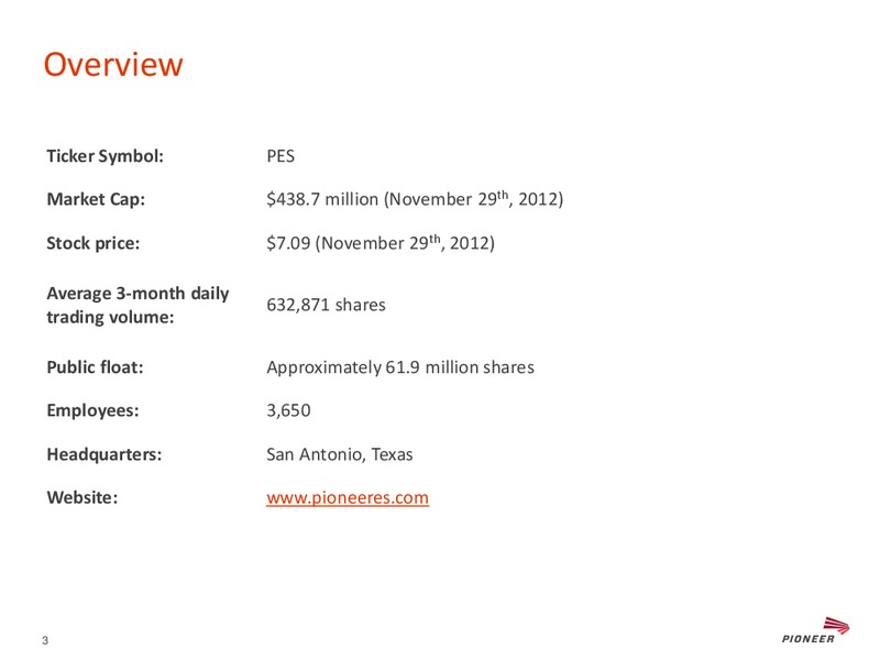 CAPITAL ONE SOUTHCOAST 7TH ANNUAL ENERGY CONFERENCE – Pioneer Energy Services Corp. – slide 2