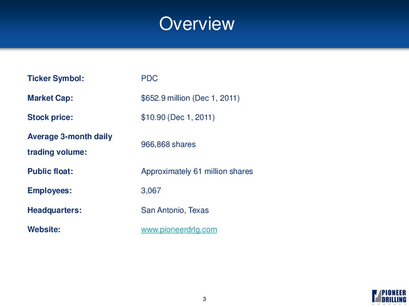 CAPITAL ONE SOUTHCOAST 6TH ANNUAL ENERGY CONFERENCE – Pioneer Energy Services Corp. – slide 2
