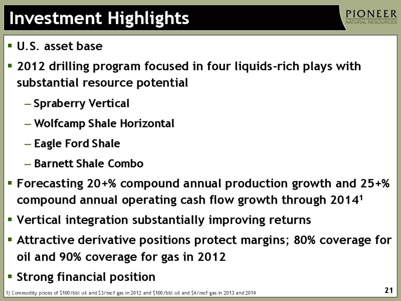 CREDIT SUISSE 2012 ENERGY SUMMIT – Pioneer Natural Resources Co. – slide 20