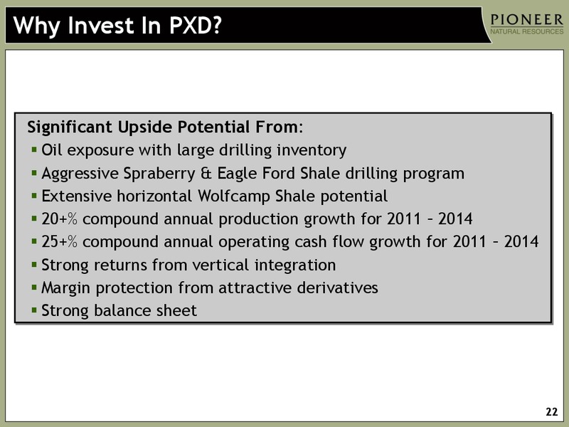 INVESTOR PRESENTATION – Pioneer Natural Resources Co. – slide 21