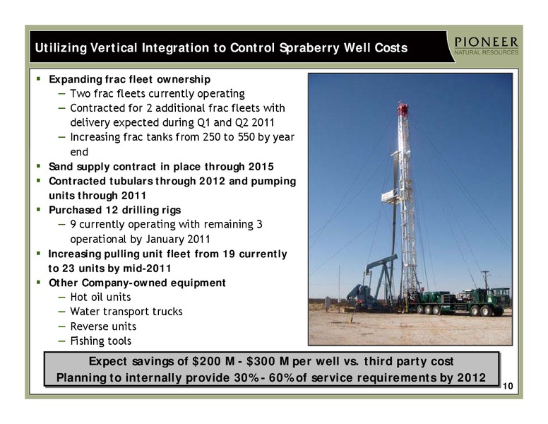 Q3 2010 Earnings Call – Pioneer Natural Resources Co. – slide 9