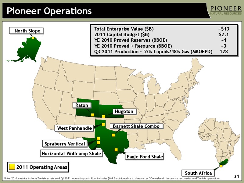 INVESTOR PRESENTATION – Pioneer Natural Resources Co. – slide 30