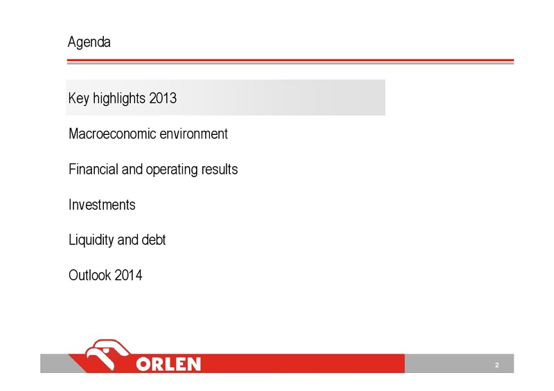 Q4 2013 – PKN Orlen SA – slide 2