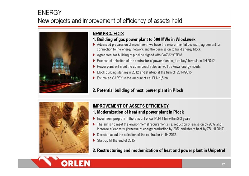 INVESTOR PRESENTATION – PKN Orlen SA – slide 17