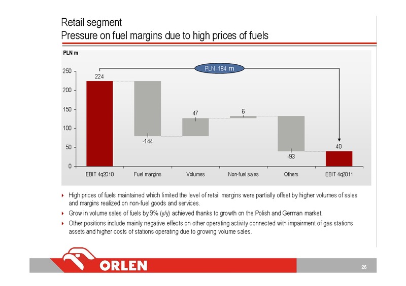 INVESTOR PRESENTATION – PKN Orlen SA – slide 26