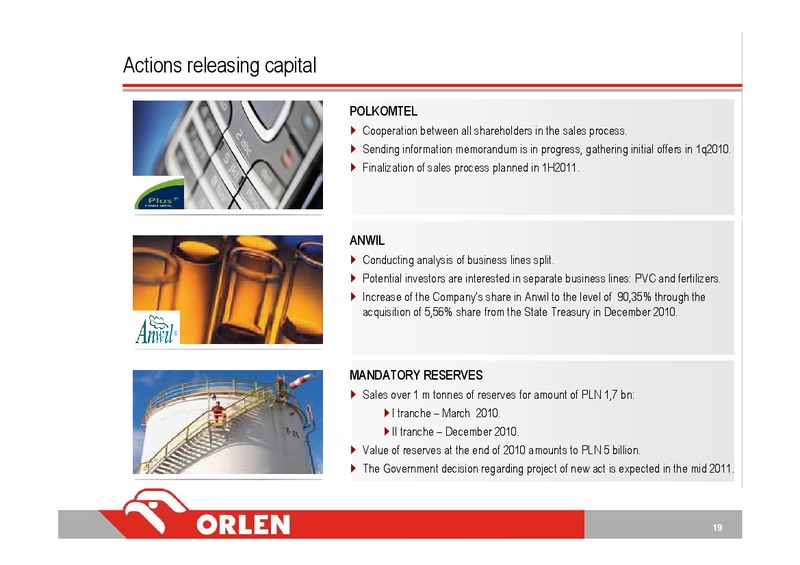 SA Q4 2010 EARNINGS CALL – PKN Orlen SA – slide 19