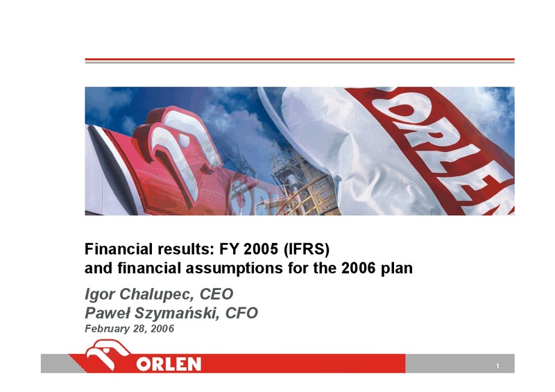 INVESTOR PRESENTATION – PKN Orlen SA – slide 1