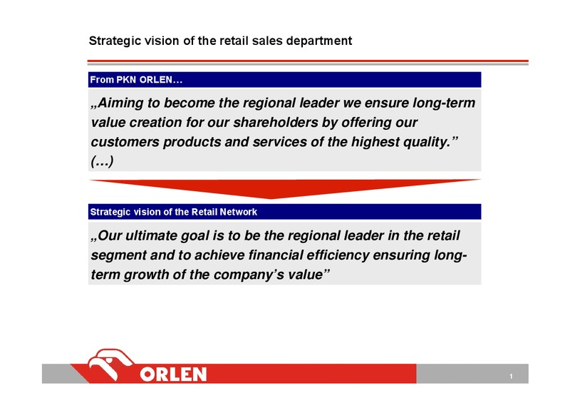 RETAIL SALES DEVELOPMENT PLAN FOR POLAND – PKN Orlen SA – slide 2