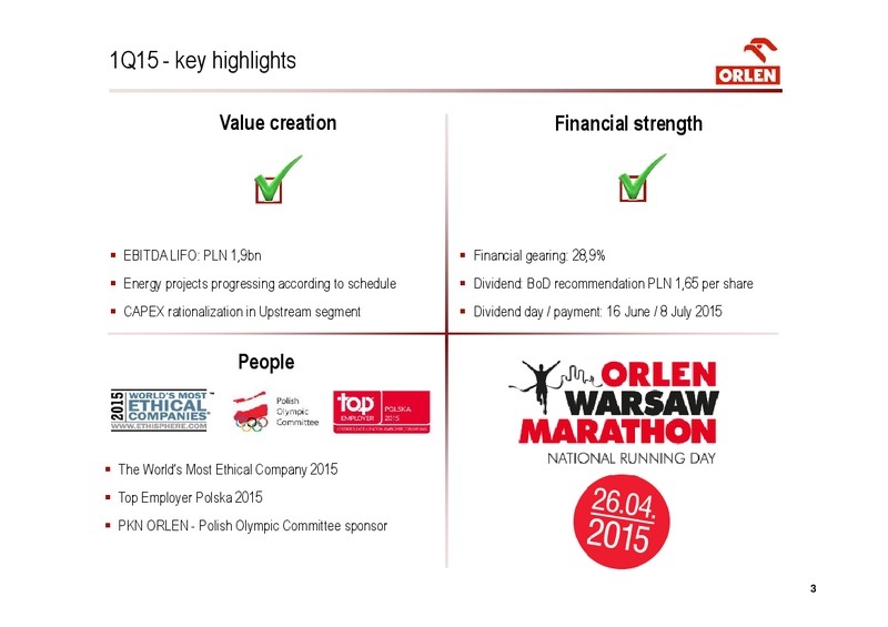 INVESTOR PRESENTATION – PKN Orlen SA – slide 3