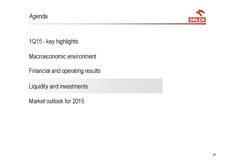INVESTOR PRESENTATION – PKN Orlen SA – slide 17