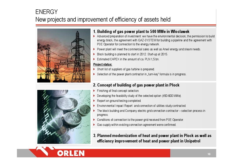 INVESTOR PRESENTATION – PKN Orlen SA – slide 18