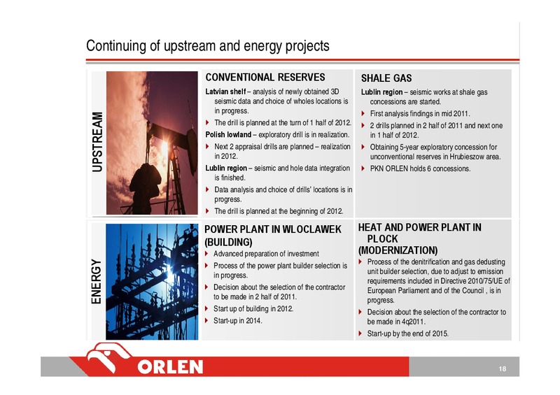 Q1 2011 INVESTOR PRESENTATION – PKN Orlen SA – slide 18
