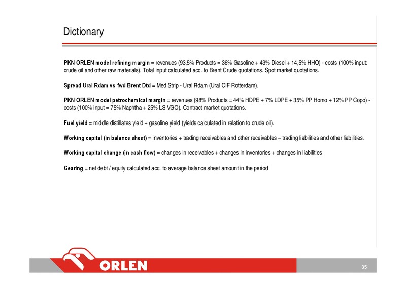 Q1 2011 INVESTOR PRESENTATION – PKN Orlen SA – slide 35