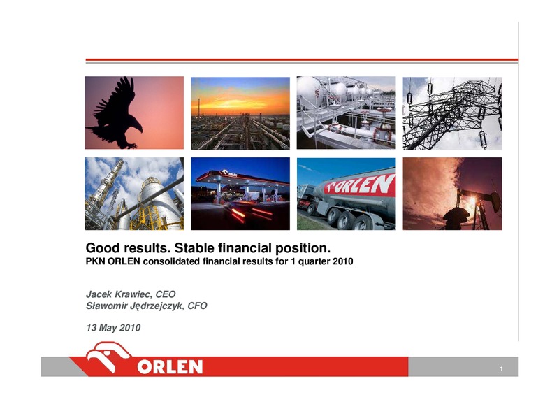 INVESTOR PRESENTATION – PKN Orlen SA – slide 1