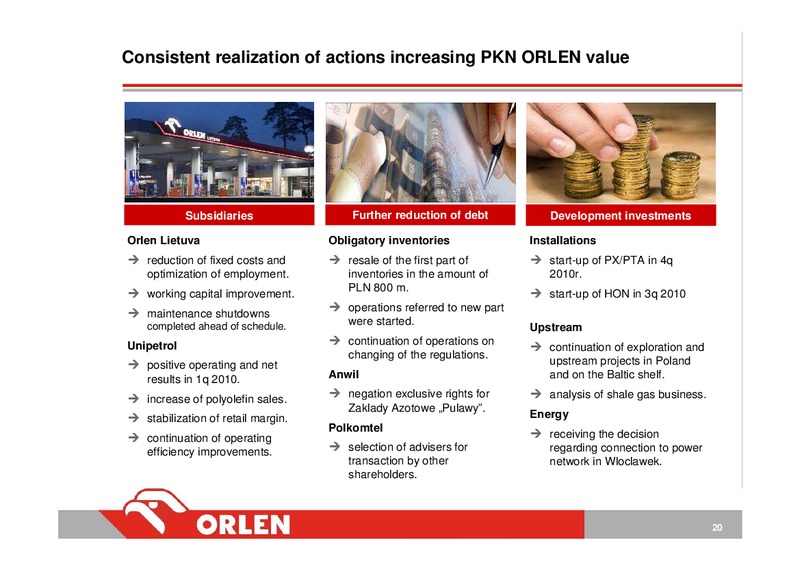 INVESTOR PRESENTATION – PKN Orlen SA – slide 20