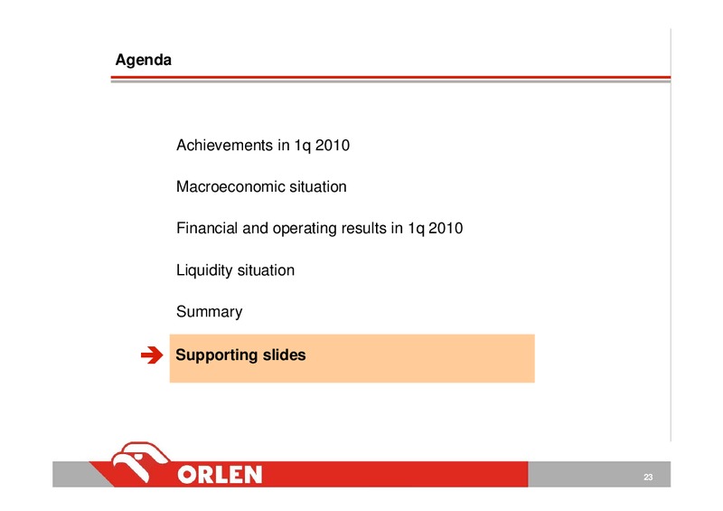 INVESTOR PRESENTATION – PKN Orlen SA – slide 23