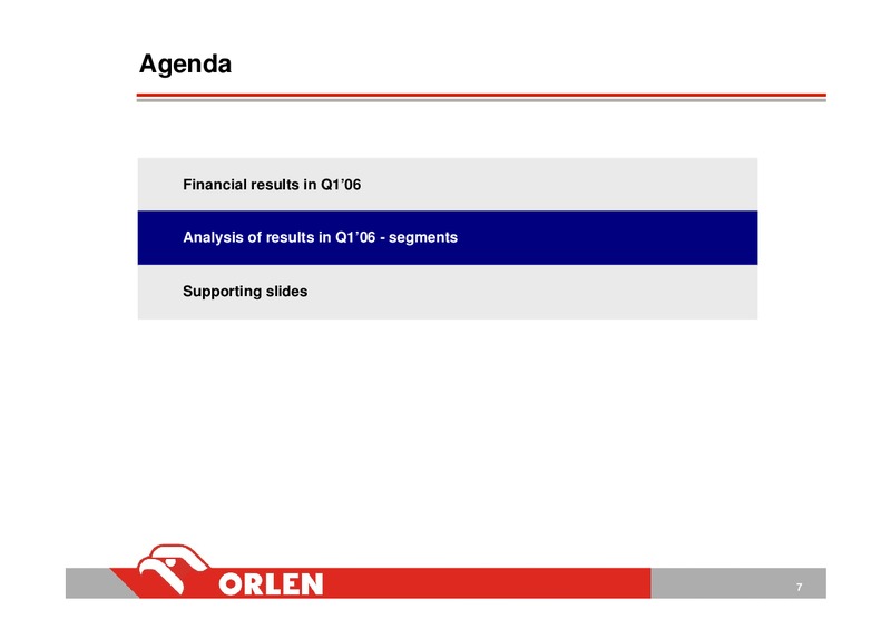 Q1 2006 – PKN Orlen SA – slide 7