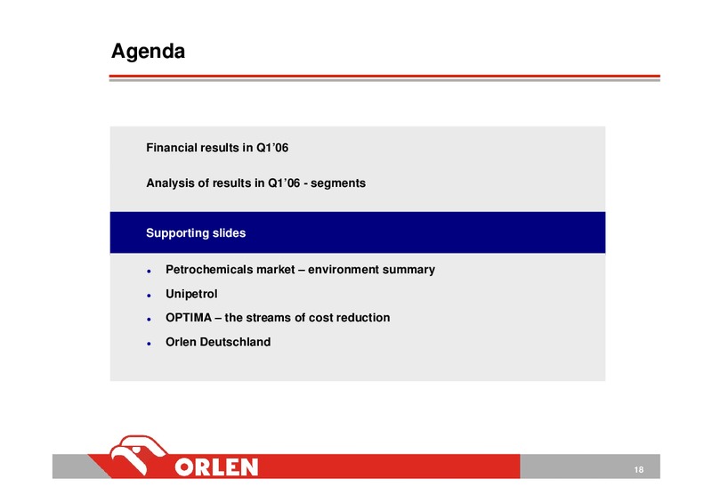 Q1 2006 – PKN Orlen SA – slide 18