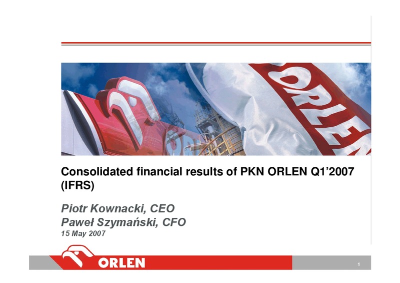CONSOLIDATED FINANCIAL RESULTS – PKN Orlen SA – slide 1