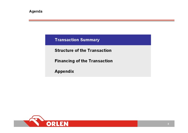 INVESTOR PRESENTATION – PKN Orlen SA – slide 2