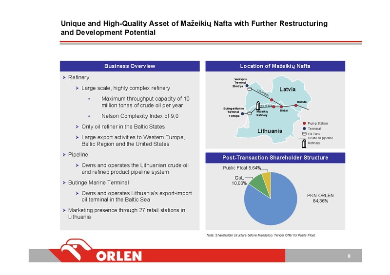 INVESTOR PRESENTATION – PKN Orlen SA – slide 8