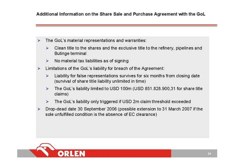 INVESTOR PRESENTATION – PKN Orlen SA – slide 23