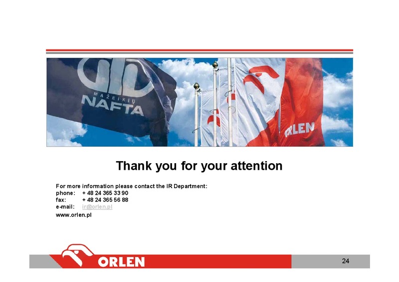 INVESTOR PRESENTATION – PKN Orlen SA – slide 23