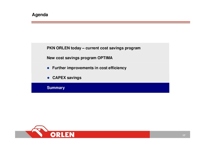 INVESTOR PRESENTATION – PKN Orlen SA – slide 18