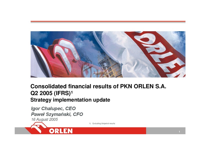 STRATEGY IMPLEMENTATION UPDATE – PKN Orlen SA – slide 1