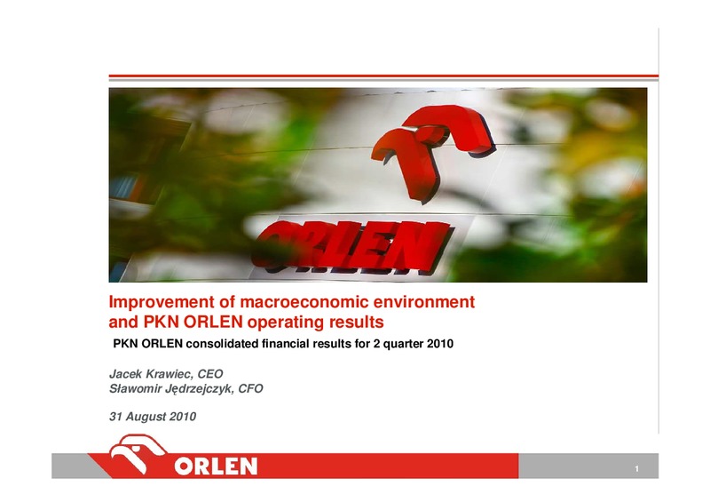 INVESTOR PRESENTATION – PKN Orlen SA – slide 1