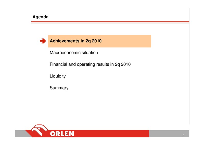 INVESTOR PRESENTATION – PKN Orlen SA – slide 2