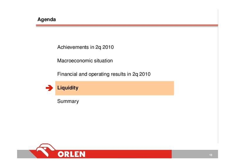 INVESTOR PRESENTATION – PKN Orlen SA – slide 13